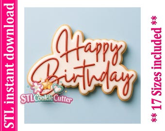 STL-bestand van de koekjesvorm 'Happy Birthday' (digitale download)