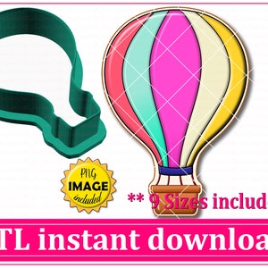 Hot Air Balloon Cookie Cutter STL File Instant Download, STL Cookie Cutter File