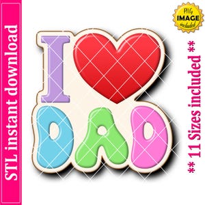 Ich liebe Papa Cookie Cutter STL Datei Sofortiger Download, STL Cookie Cutter Datei