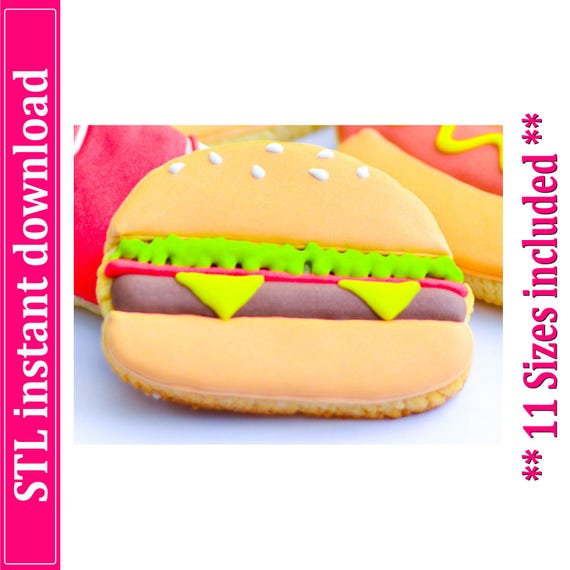 Burger Cookie Cutter STL File, 11 Sizes (Digital Download)