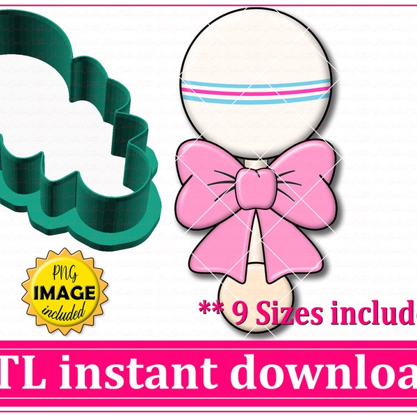 Baby Rattle Cookie Cutter STL File Instant Download, STL Cookie Cutter File