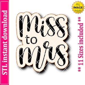 Archivo STL de cortador de galletas con letras a mano "Señorita a Señora", 11 tamaños (descarga digital)