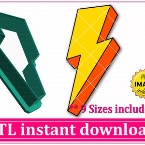 Lightning Bolt Cookie Cutter STL File Instant Download, STL Cookie Cutter File