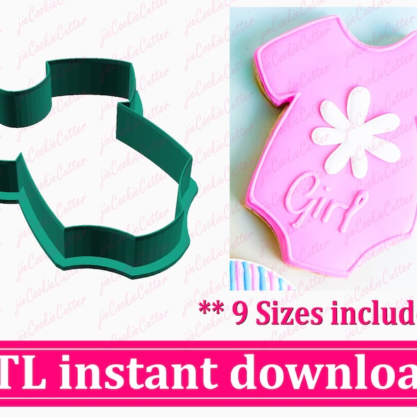 Baby Outfit Cookie Cutter STL File Instant Download, STL Cookie Cutter File