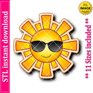 Sun Cookie Cutter STL File, 11 Sizes (Digital Download)