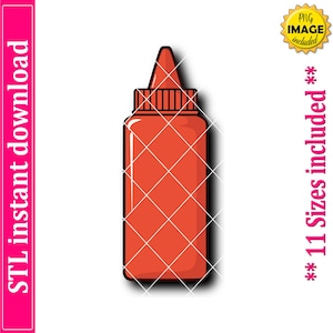 Condiment Bottle Cookie Cutter STL File, 11 Sizes (Digital Download)