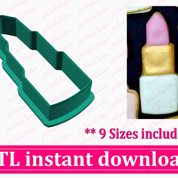 Lipstick Cookie Cutter STL File Instant Download, STL Cookie Cutter File