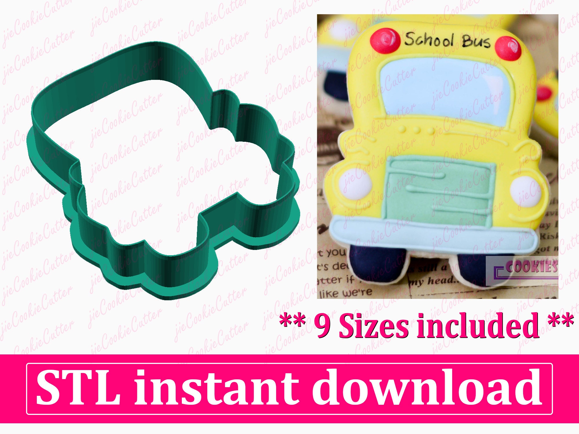 School Cookie Cutter Set. Mini 2 inch cookie cutters. 5 pieces