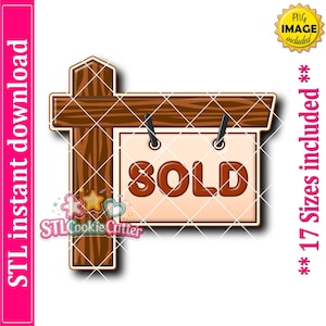 売約済み看板型クッキーカッターのSTLファイル（デジタルダウンロード）