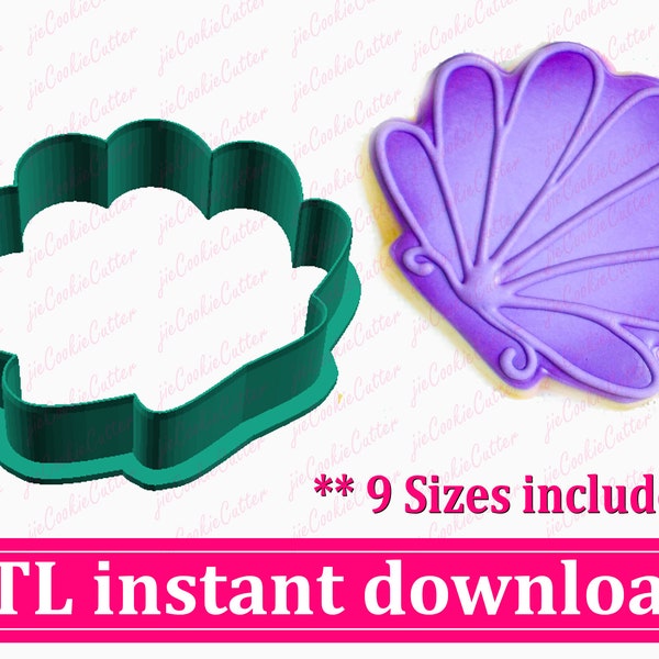 Sea Shell Cookie Cutter STL File Instant Download, STL Cookie Cutter File