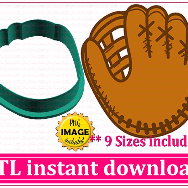 Baseball Glove Cookie Cutter STL File Instant Download, STL Cookie Cutter File