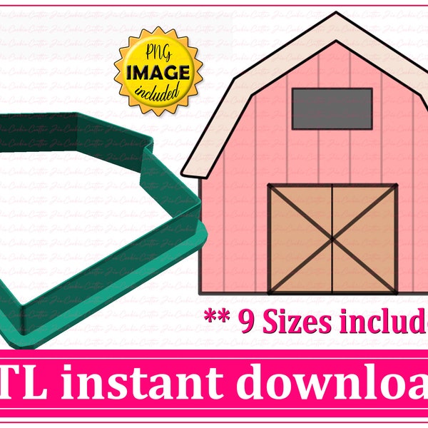 Barn Cookie Cutter STL File Instant Download, STL Cookie Cutter File