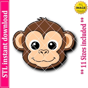 Monkey Face Cookie Cutter STL File, 11 Sizes (Digital Download)