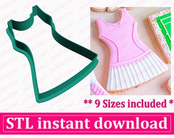 Woman Tennis Outfit Cookie Cutter STL File Instant Download, STL Cookie Cutter File