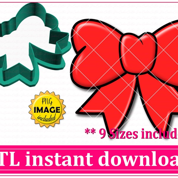 Bow Ribbon Cookie Cutter STL File Instant Download, STL Cookie Cutter File