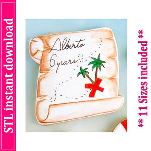 Treasure Map Cookie Cutter STL File, 11 Sizes (Digital Download)