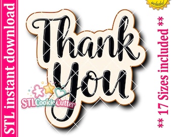 Thank You Lettering Cookie Cutter STL File (Digital Download)
