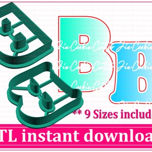 Download instantâneo do arquivo STL do cortador de biscoitos com letra maiúscula B, arquivo cortador de biscoitos STL de A a Z