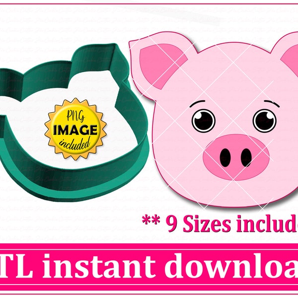 Pig Face Cookie Cutter STL File Instant Download, STL Cookie Cutter File