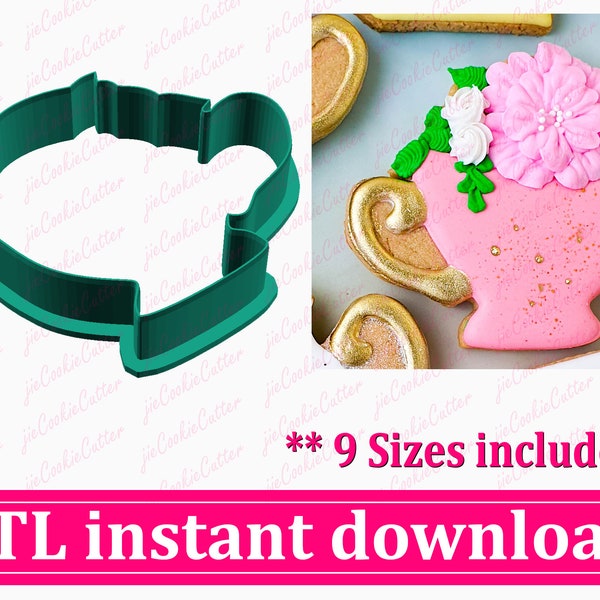 Flower in Cup Cookie Cutter STL File Instant Download, STL Cookie Cutter File