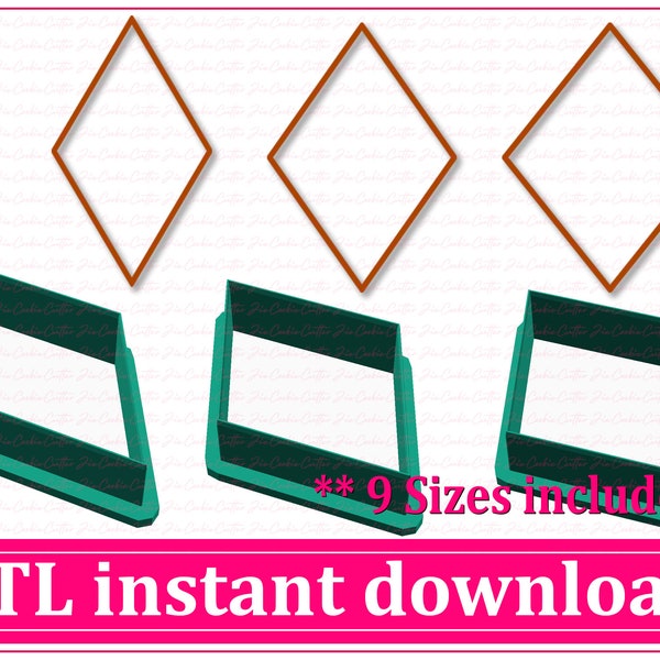 Rhombus Cookie Cutter STL File Instant Download, STL Cookie Cutter File