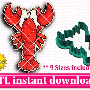 Lobster or Crawfish Cookie Cutter STL File Instant Download, STL Cookie Cutter File