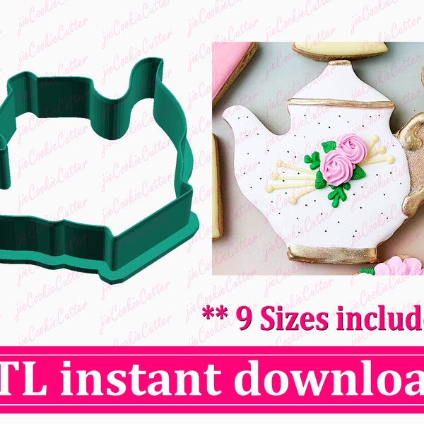 Teapot Cookie Cutter STL File Instant Download, STL Cookie Cutter File