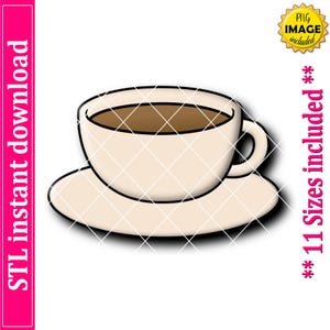 Cup and Saucer Cookie Cutter STL File, 11 Sizes (Digital Download)