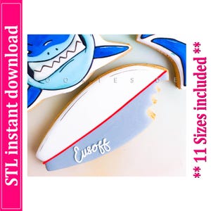 Shark Bite Surfboards Cookie Cutter STL File, 11 Sizes (Digital Download)