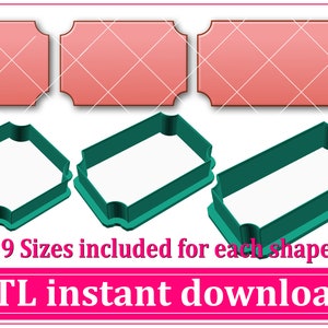 Invert Curved Corner Rectangle Cookie Cutter STL File Instant Download, Rounded Corner Square STL Cookie Cutter File