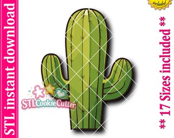 Archivo STL para cortador de galletas con forma de cactus (descarga digital)
