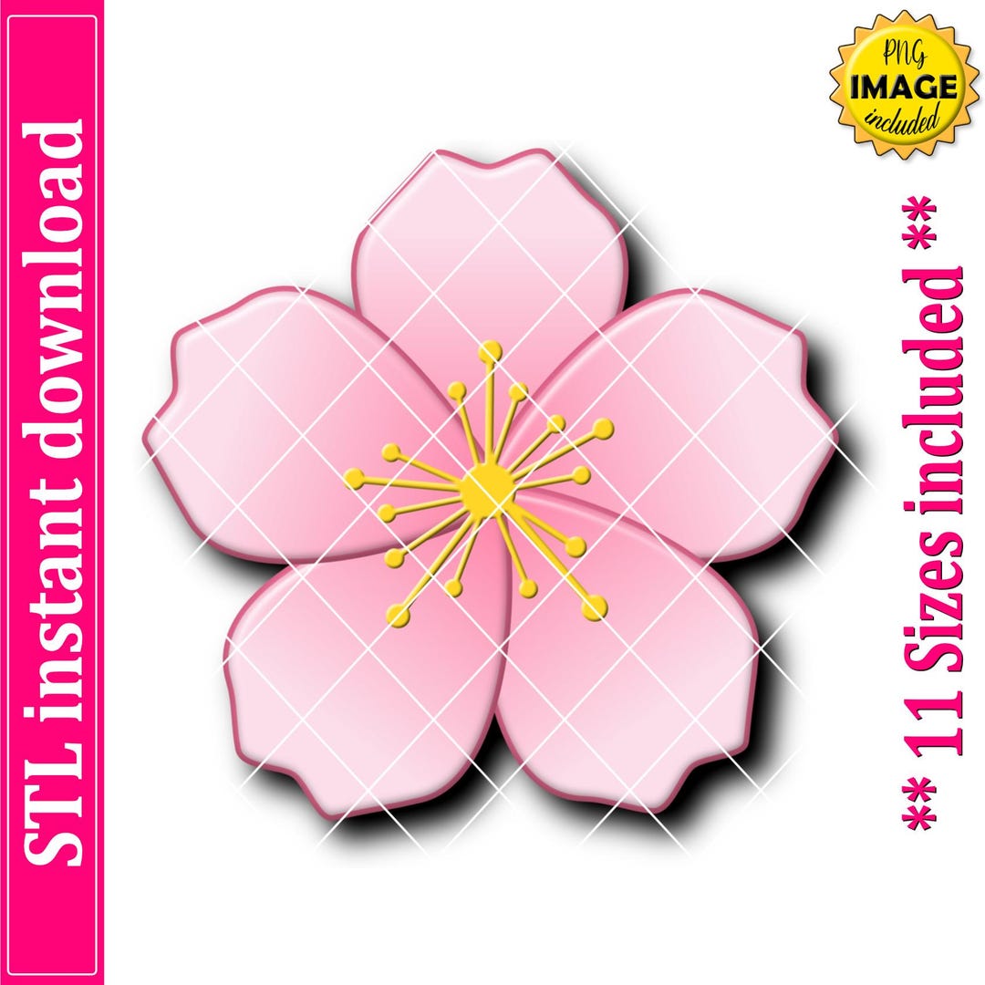 Sakura Cherry Blossom Cookie Cutter STL File, 11 Sizes (digital