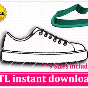 Download immediato del file STL per tagliabiscotti a forma di scarpa da ginnastica, file STL per tagliabiscotti