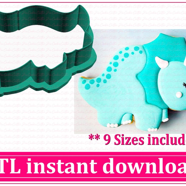 Cute Dinosaur Cookie Cutter STL File Instant Download, STL Cookie Cutter File Digital Download