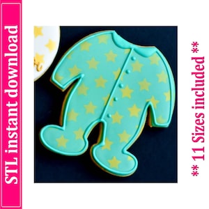 Baby Pajamas Cookie Cutter STL File Instant Download, STL Cookie Cutter File