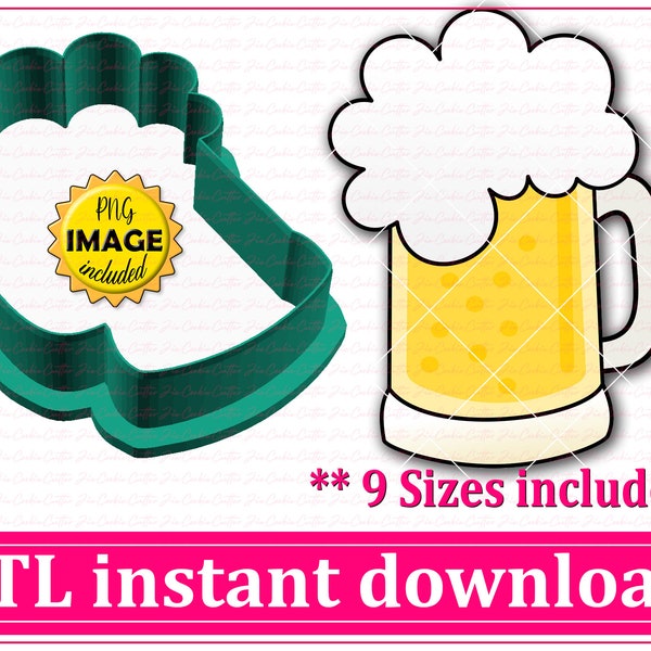 Beer Glass Cookie Cutter STL File Instant Download, STL Cookie Cutter File