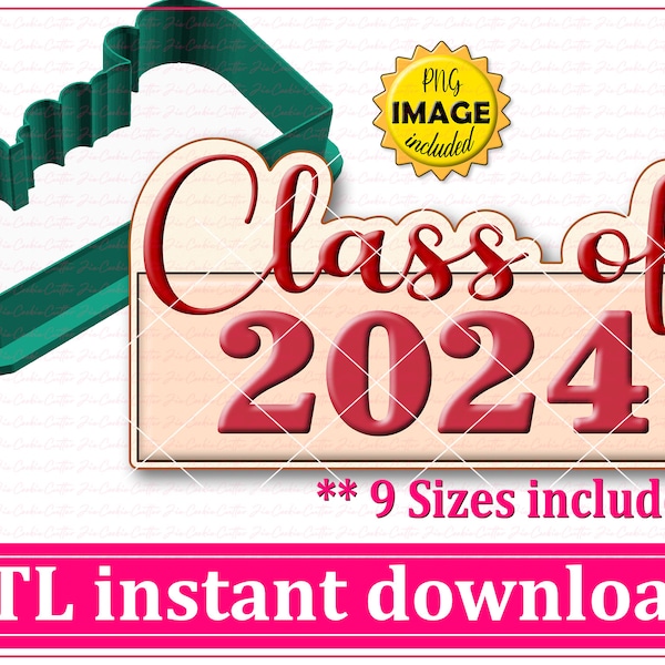 Class Of Plaque Cookie Cutter STL File Instant Download, STL Cookie Cutter File