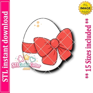 Easter Egg with Bow Cookie Cutter STL File Instant Download, STL Cookie Cutter File