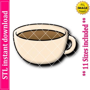Coffee Cup Cookie Cutter STL File, 11 Sizes (Digital Download)