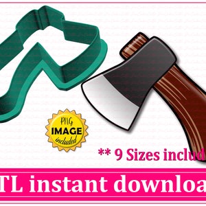 Lumberjack Axe Cookie Cutter STL File Instant Download, STL Cookie Cutter File