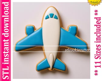 File STL per tagliabiscotti a forma di aeroplano, 11 dimensioni (download digitale)