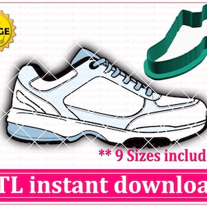 Download immediato del file STL per tagliabiscotti a forma di scarpa da ginnastica, file STL per tagliabiscotti