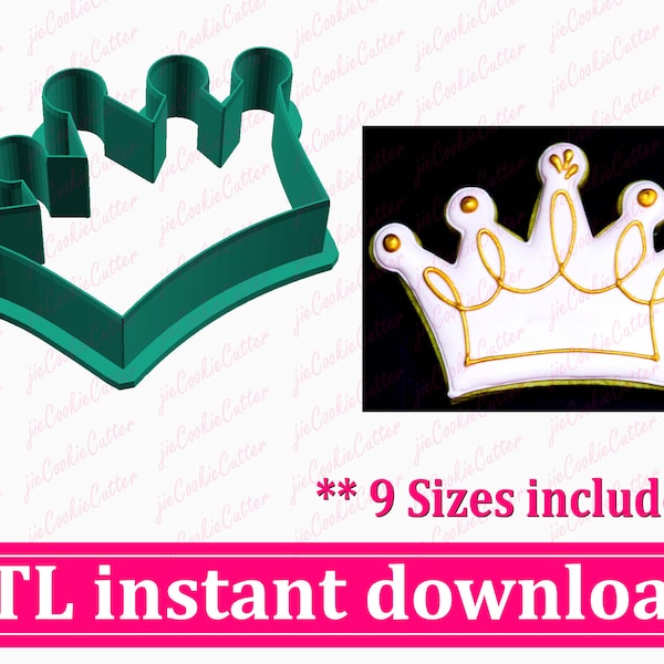 Crown Cookie Cutter STL File Instant Download, STL Cookie Cutter File