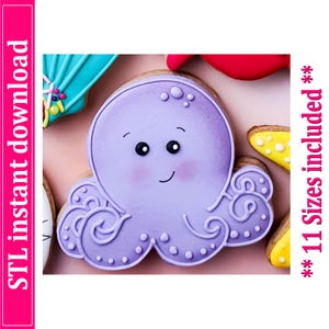 Octopus-koekjesuitsteker STL-bestand, 11 formaten (digitale download)