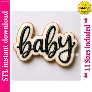 Baby Hand Lettered Cookie Cutter STL File Instant Download, STL Cookie Cutter File