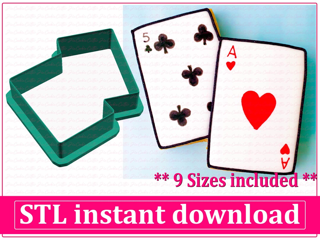 Playing Card Cookie Cutter STL File Instant Download, STL Cookie Cutter