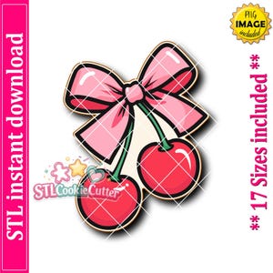 Cherries with Bow Cookie Cutter STL File (Digital Download)