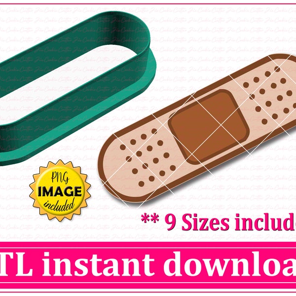 Band Aid Cookie Cutter STL File Instant Download, STL Cookie Cutter File