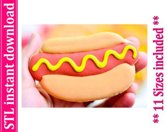 Hot Dog Cookie Cutter STL File, 11 Sizes (Digital Download)