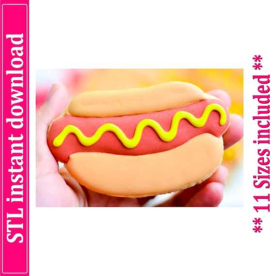 Hot Dog Cookie Cutter STL File, 11 Sizes (Digital Download)